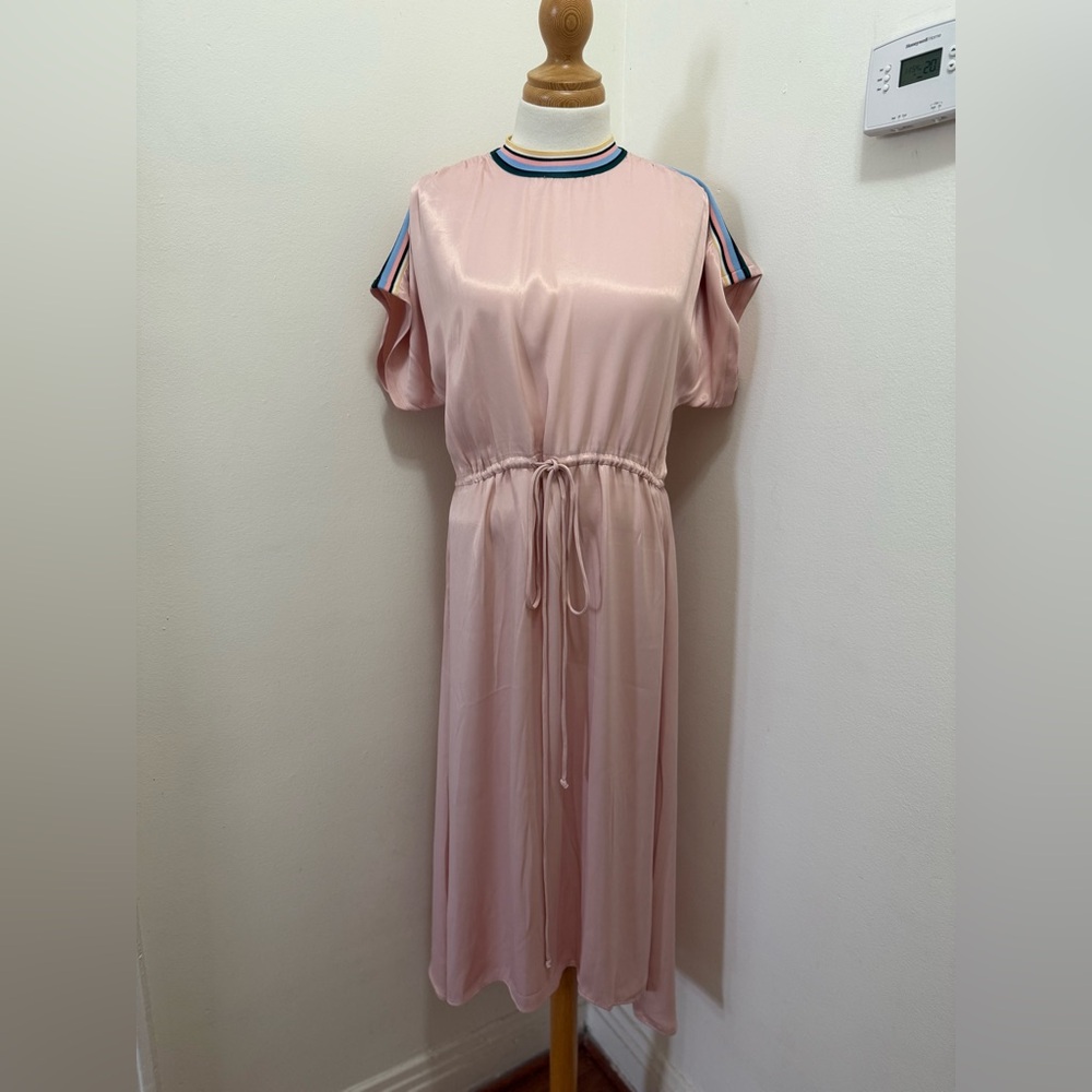Zara Satin Dress With Rainbow Trim